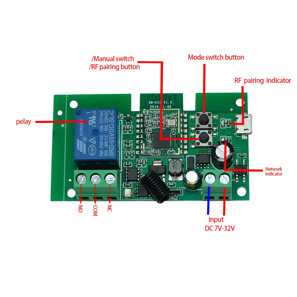  12V 24V Tuya Ewelink Alexa Новое поступление Zigbee 10A Wi-Fi one gang модуль