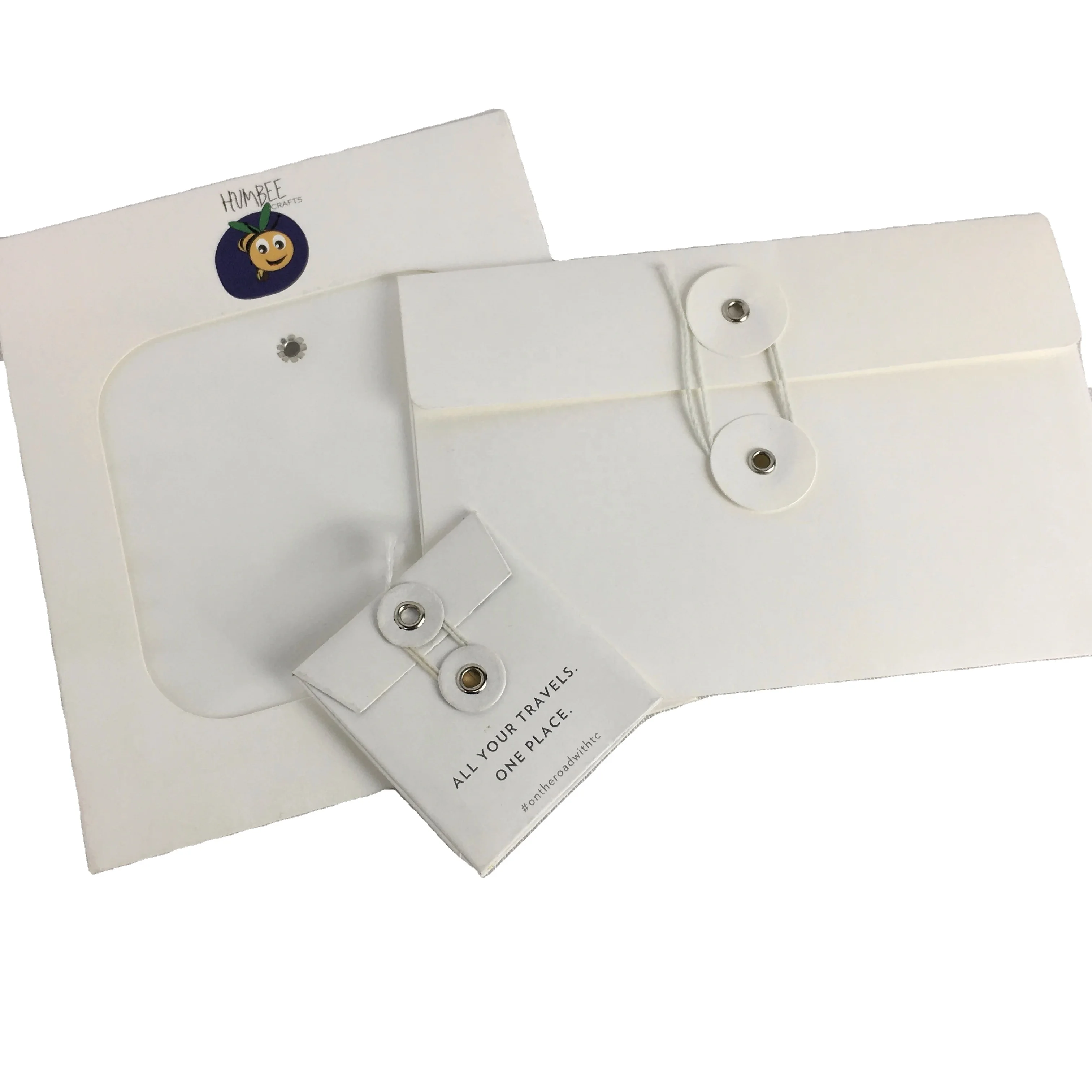 Custom Embossed Logo Gift Card Coin Seed White Kraft Packaging Envelope Projects Contracts Filing Envelopes With String Closure