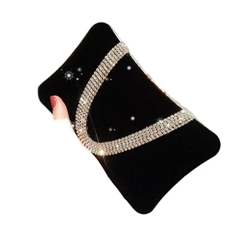 2024 NEW YCH Luxury Velvet Crystal Diamond Evening Bag Handbags Party Rhinestone Diamond Bling Hand Bags Evening Clutch Women