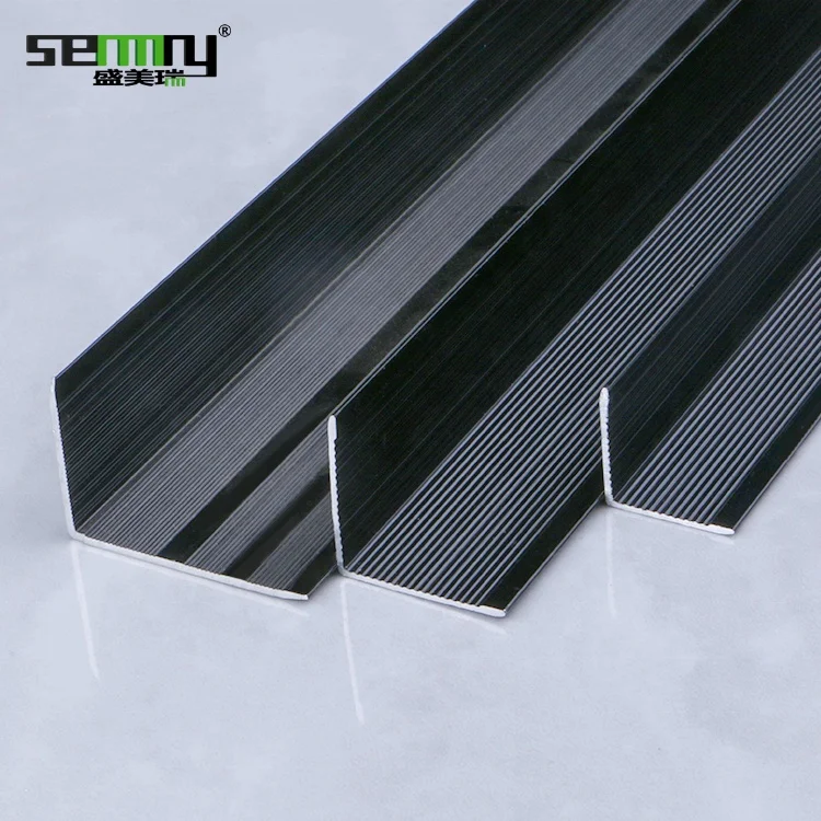 L50x50mm 90 degree angle brushed black metal l shape marble aluminum corner tile edge trim