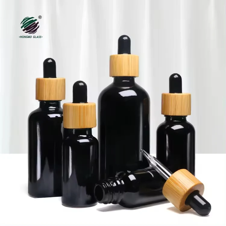 10ml 15ml 30ml 50ml 100ml Glass Dropper Bottles With bamboo Collar Essential Oil Bottle Beard Oil Dropper Bottle