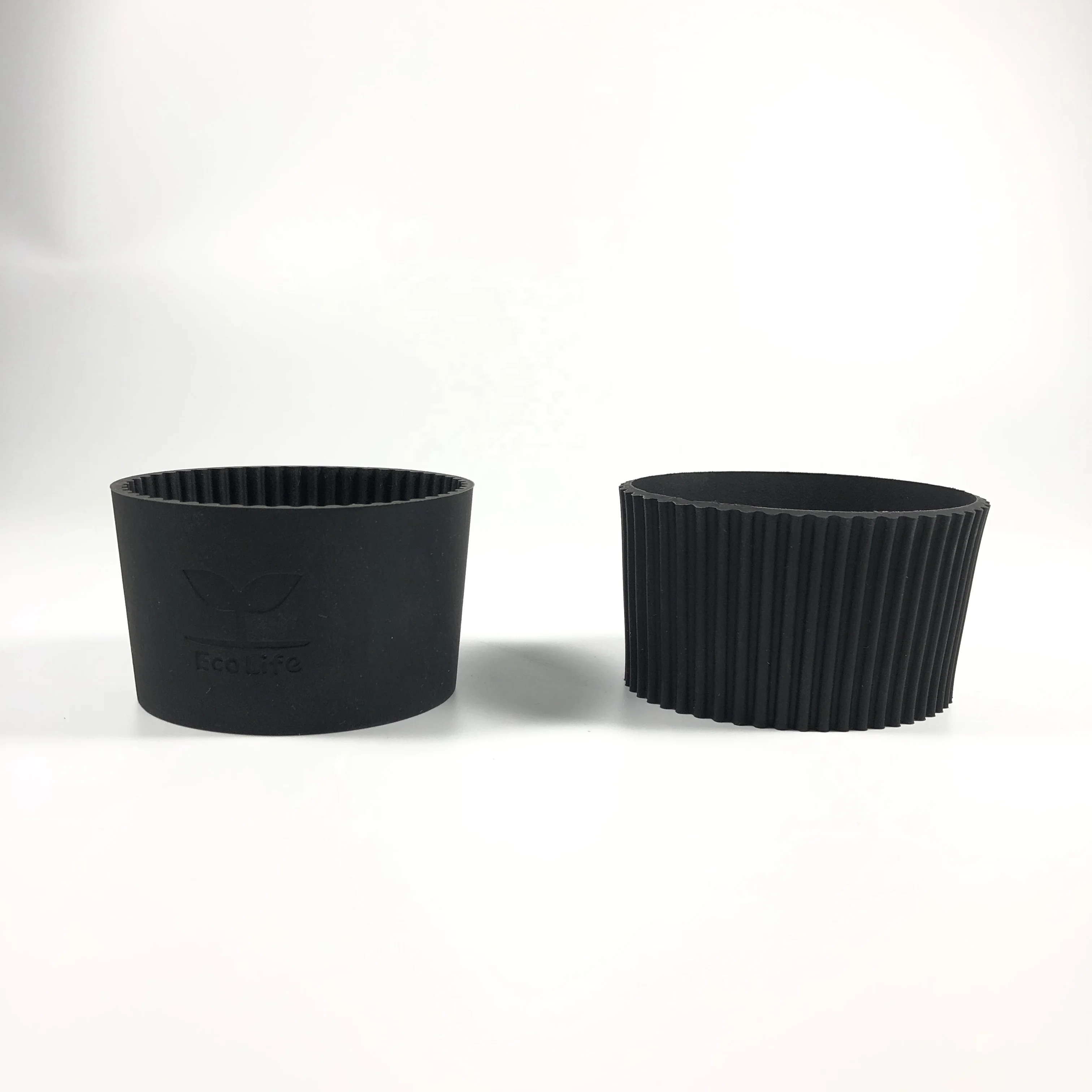 Thick Design 4.7cm Height Heat Resistant Black Silicone Rubber Coffee Cup Sleeve