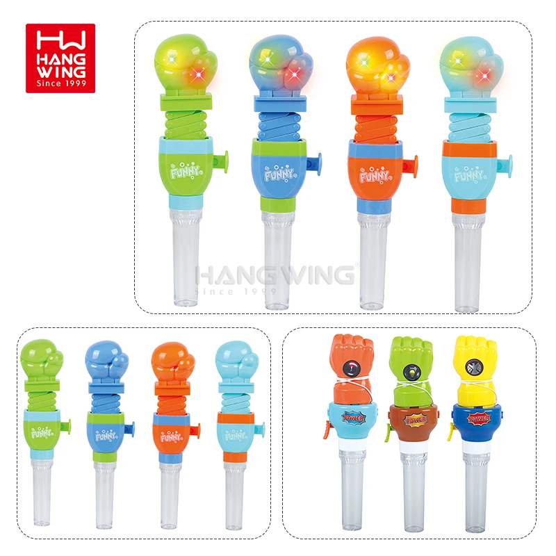 HW children early education classic stress relief fist launcher fun fidget toys set boxing head telescopic Candy Cane 12PCs/box