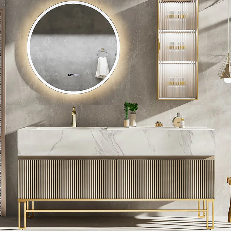 Hotel European Nordic plywood  rock stone  Sink Bathroom Vanity
