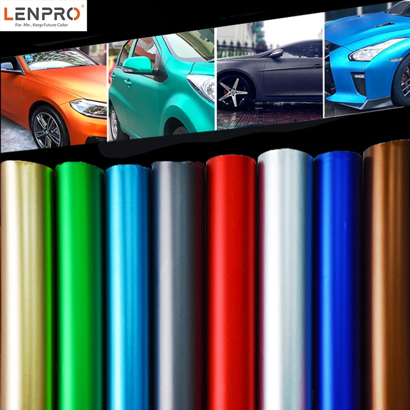 LENPRO Custom Wholesale  Paper PVC Gray Red Blue Vehicle Car Body Wrapping Film Matte Black Roll Wrapping Car Wrap Vinyl