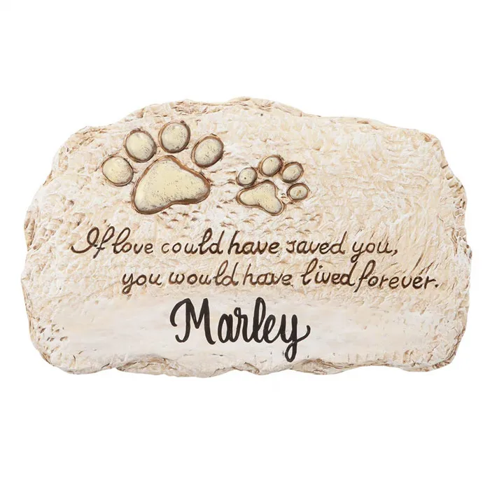 Polyresin/ Resin Pet Personalized Forever Pet Memorial, Customized Indoor/Outdoor Resin Garden Stone, Loss of Pet Sympathy Gift
