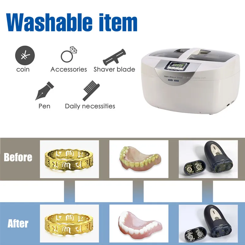 Codyson 2.5L CD-4820 Self-cleaning Household Appliances 35000HZ Professional Heat Ultrasonic Jewelry Glasses Watch Cleaner