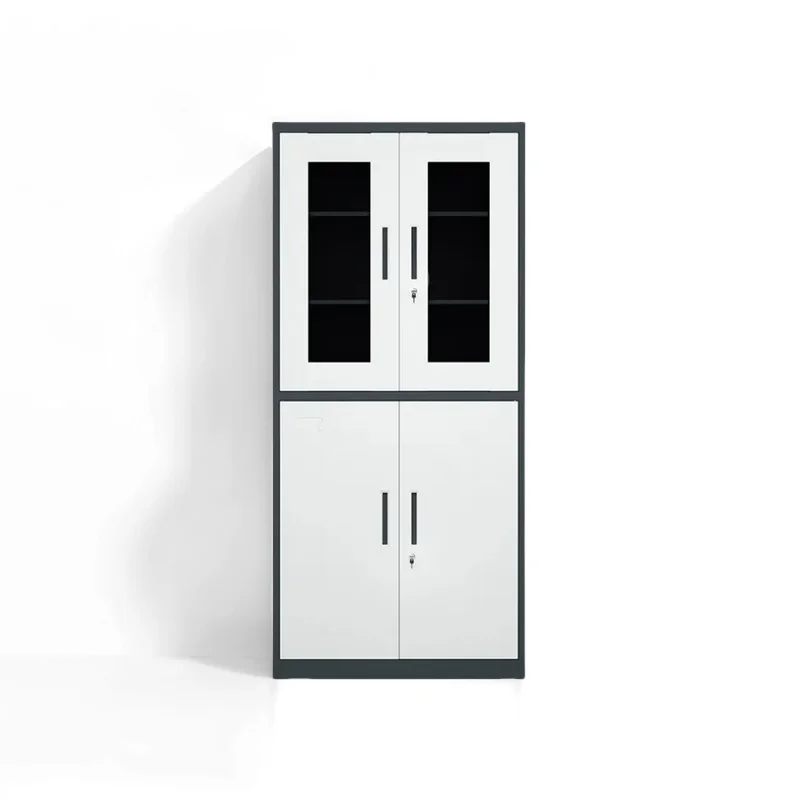 Офисная мебель передвижные стальные плоские шкафы вертикальный металлический шкаф с 2 поворотными стеклянными дверными