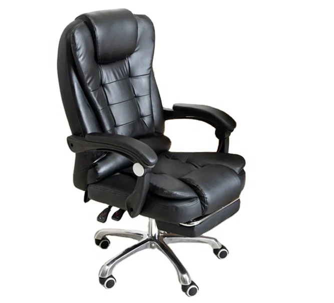 Computer desk chair Chrome base Swivel  leather seat with massage cheap office chair