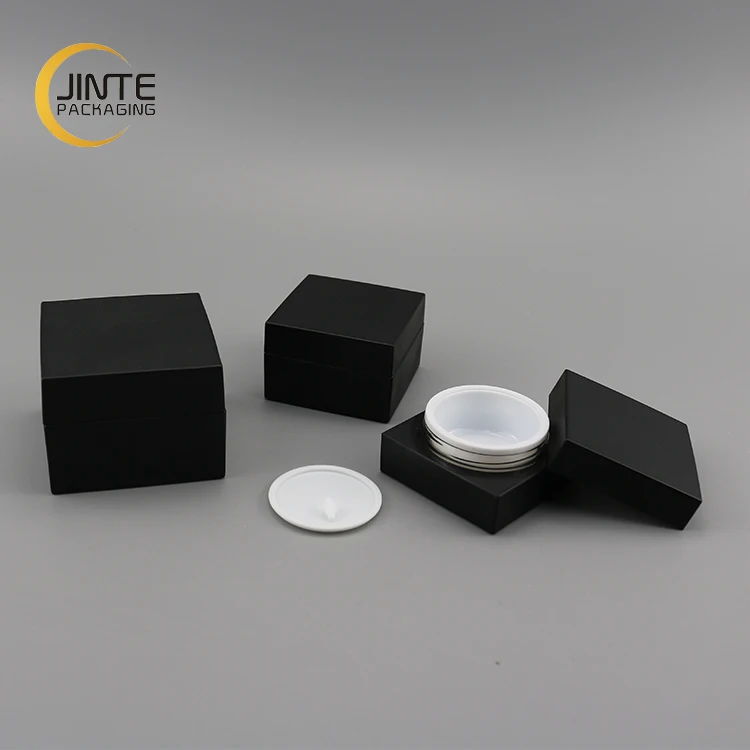 Low Profile 0.5oz 1oz 2oz  Cosmetic Container Matte Black Square Acrylic Jar for Facial Cream 15ml 30ml 50ml UV Nail Gel Jar