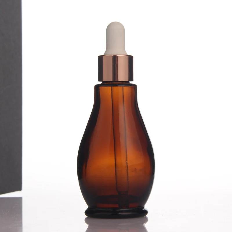 50ml Wholesale Cheap Price Amber Color Glass Pipette Essential Oil Packaging Pipe Serum Bottle with Free Samples