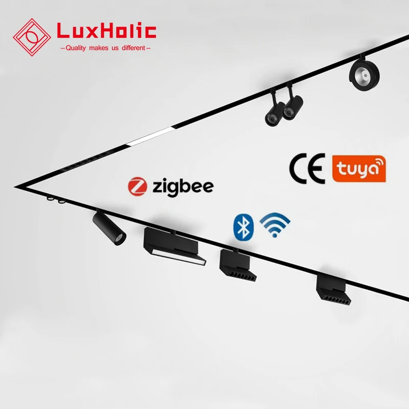 Hot Sales Low Voltage Rail Lighting Magnetic Track Light System DC48V Flood Led Linear Track Light Control by Tuya 2.4G Zigbee