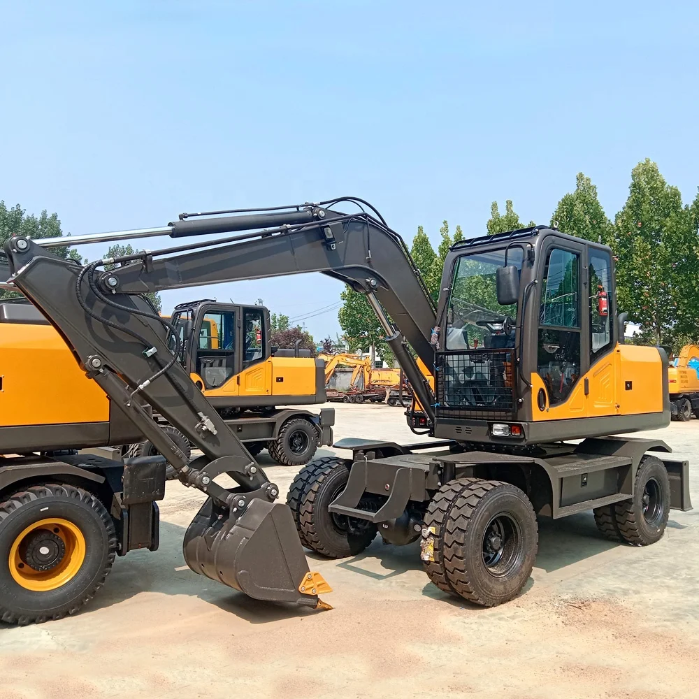 TOSH China Cheap 8 Ton Wheel Excavator Four-Wheel Drive Building Site For Sale