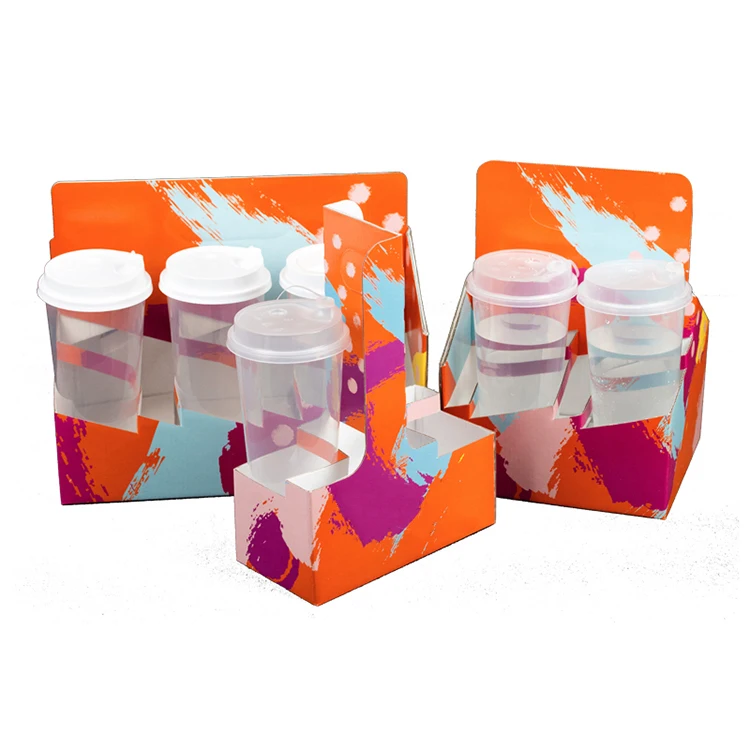 Custom Corrugated Cardboard Eco Friendly Takeaway Portable 2 4 6 Cup Coffee Paper Carrier Cup Holder Tray