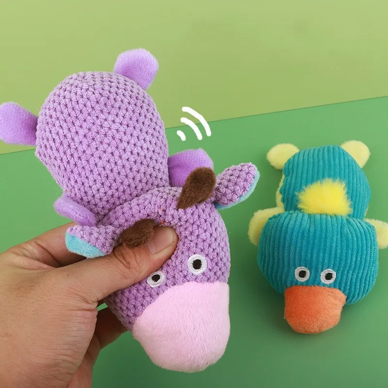 Plush Sleeping Duck Cow Resistant Teeth Relief Toys Pet Dog Squeaky Toys
