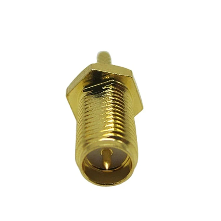 High quality full brass RF Coaxial straight RP SMA female reverse sky window connector for RG174 cable