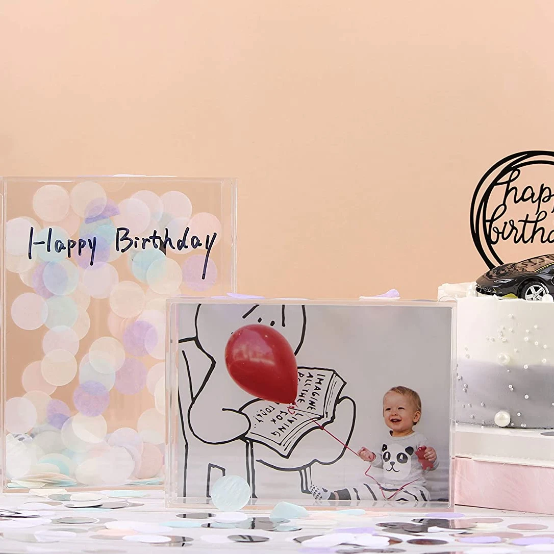 Customized DIY All Clear Memory Box Photo Picture Frame Tabletop Display Case Shadow Acrylic box Frames For Dried Flowers