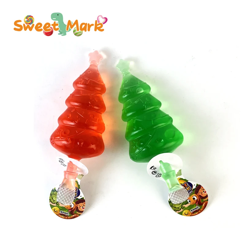 Funny Red and Green Christmas trees shape jelly pudding halal jelly candy