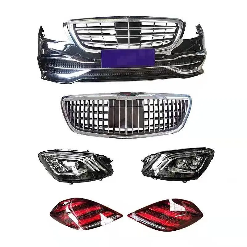 
body kit front bumper grill parts diffuser head lamp tail lamp spoiler upgrade kit for S320 S400 S500 W222 MAY styl 