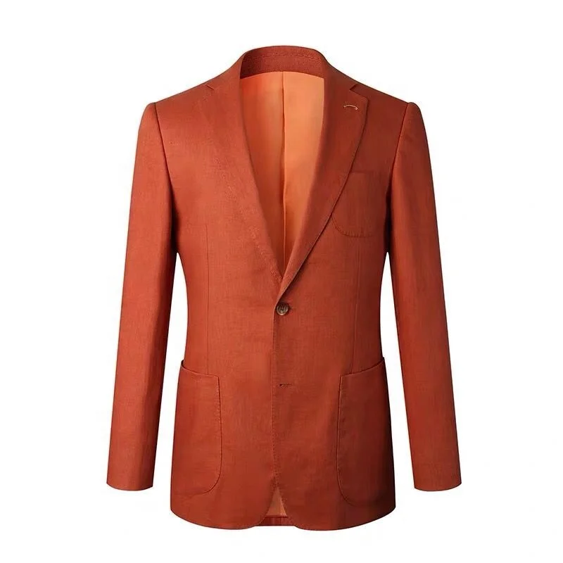 
MTM made to measure Customized handmade man model clothes blazer and orange vest suits formal set for men 