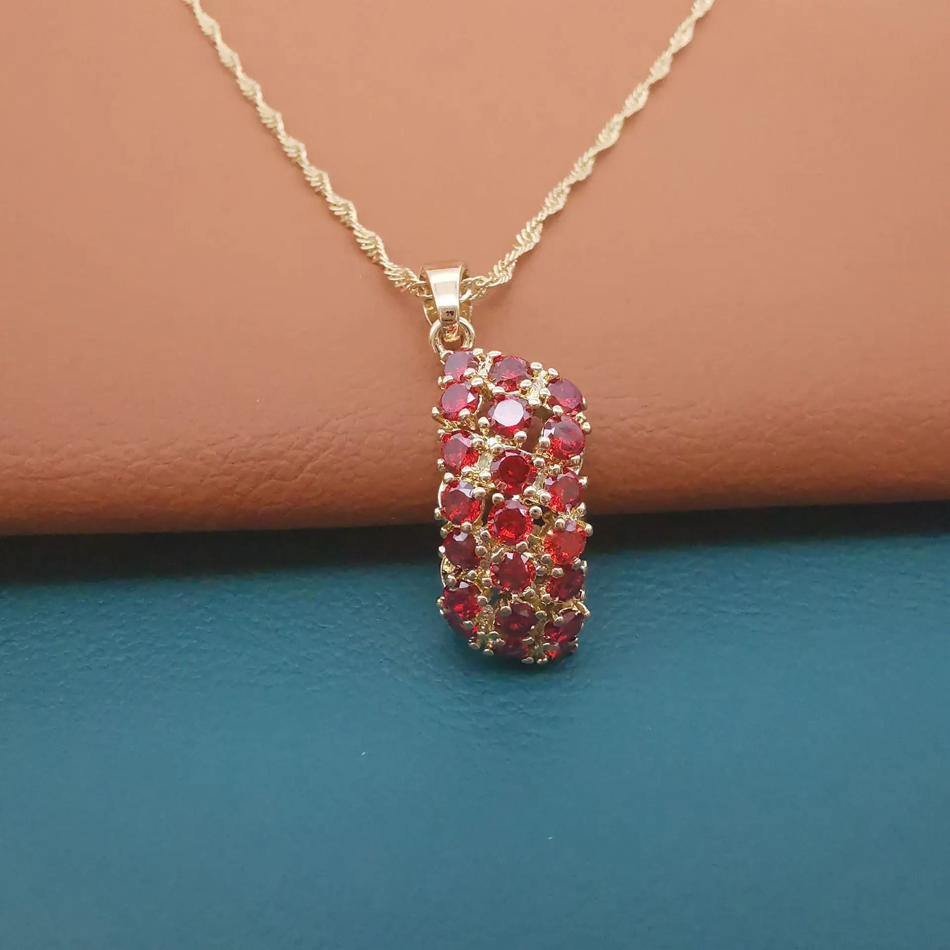 18K gold zirconia jewelry dubai wholesale jewelry set price discount gold necklace fashion jewelry sets