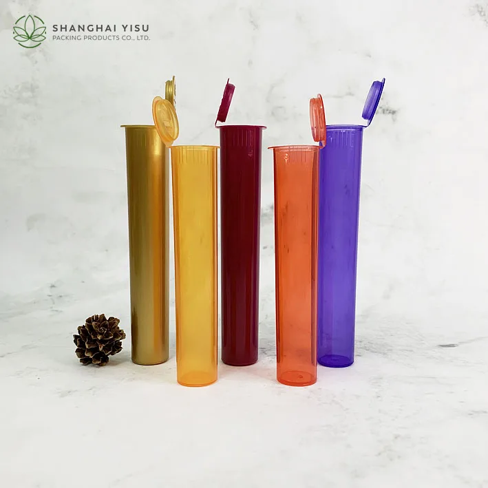 Custom 115mm 120mm Color Plastic Air-tight Tube Smell Proof Transparent Storage Pop Top Container Conical Roll Tubes With Lid