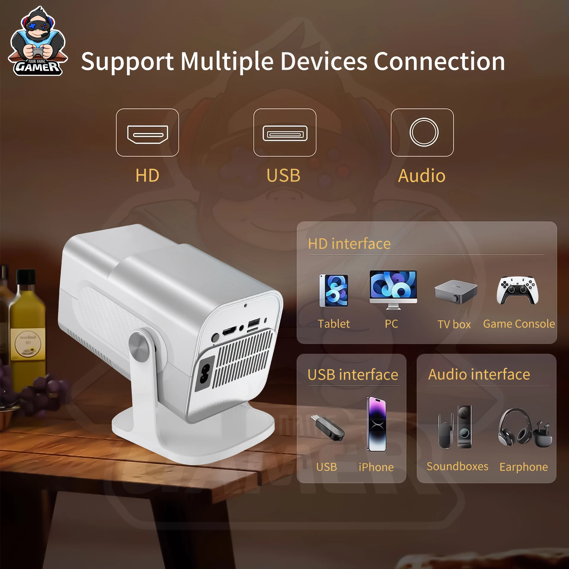Новейший игровой проектор HCS350 max H713 3D gaming 4k Android 11 High lumen беспроводной умный с голосовым помощником