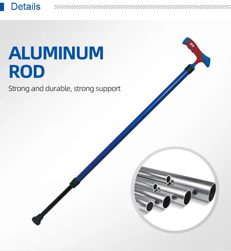 kaiyang KY9288L Adjustable and Lightweight Aluminum Cane Single Point Walking Stick with Rubber Handle and Tip