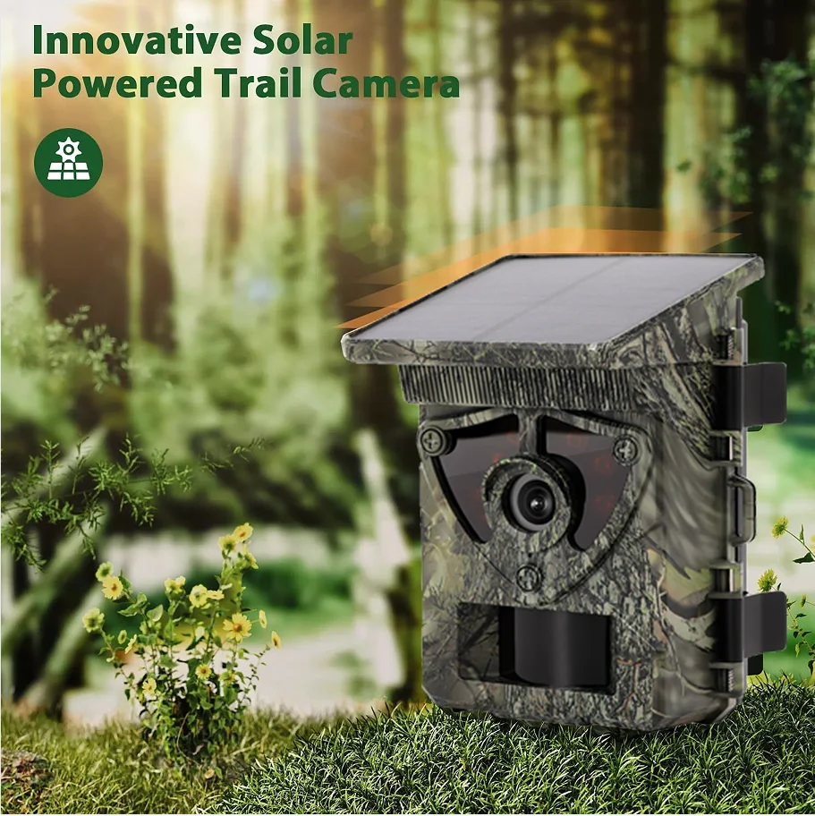 Newly 4K video Integrated solar power supply 8MP CMOS wifi APP control outdoor wildlife wifi trail night vision camera for hunt