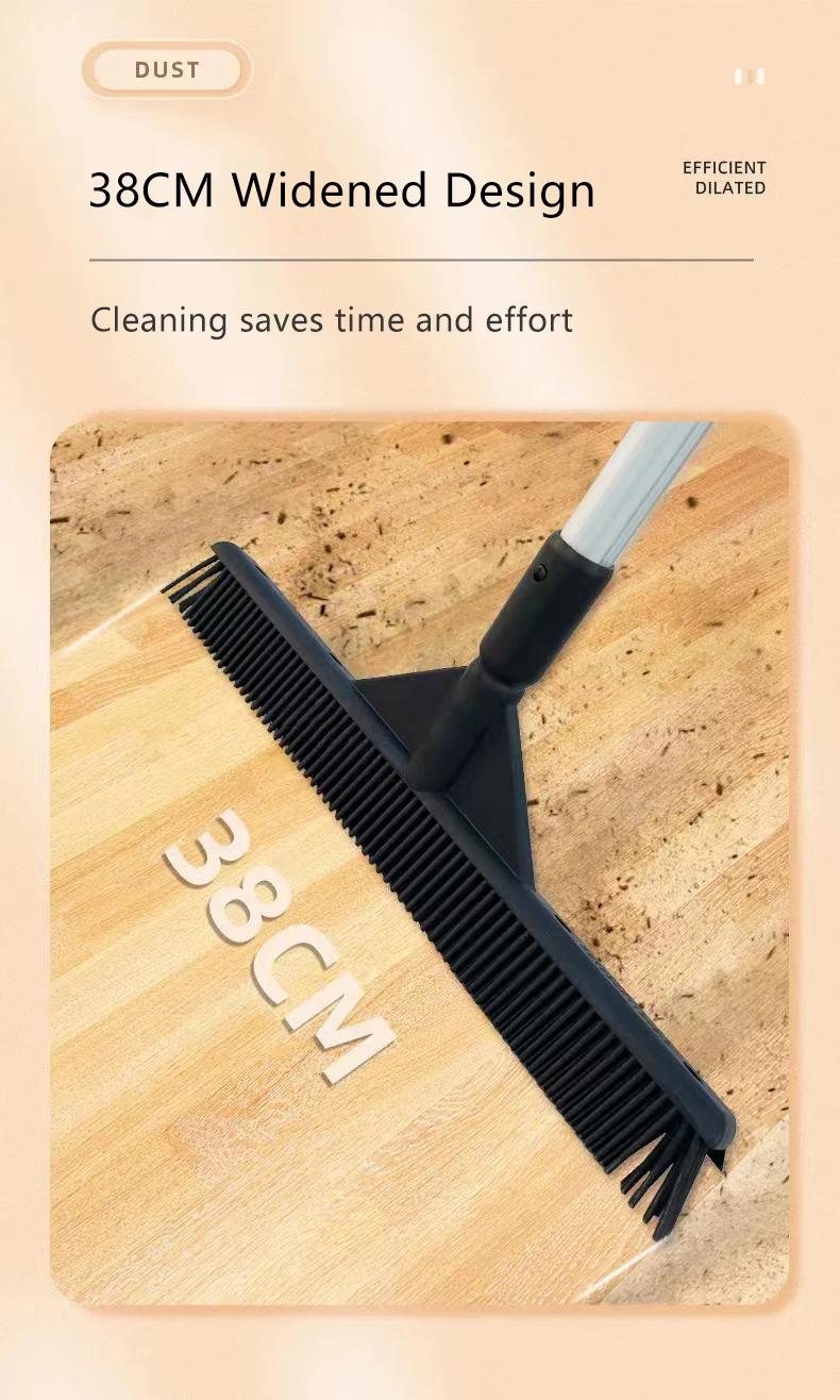 Multi-Use Pet Hair Carpet Kitchen Garden Window Cleaning Magic Clean Sweeper Squeegee Scratch Bristle Long Rubber Broom