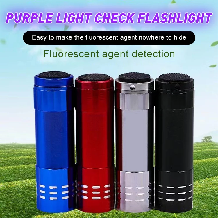 Howlighting 9 LED Violet Torch Mini Aluminium Banknote Checking Torch UV Curing Fluorescent Test Light
