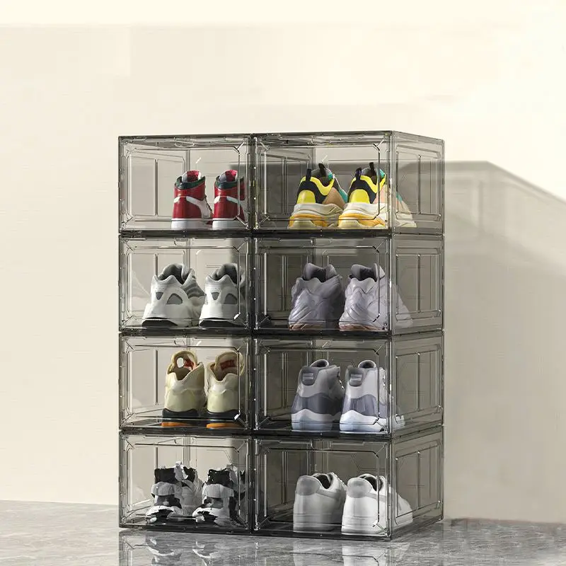 Best Seller Shoe Box, Transparent Magnetic Sneaker Stackable Acrylic Clear Drop Front Shoe Plastic Box Shoe Case Container