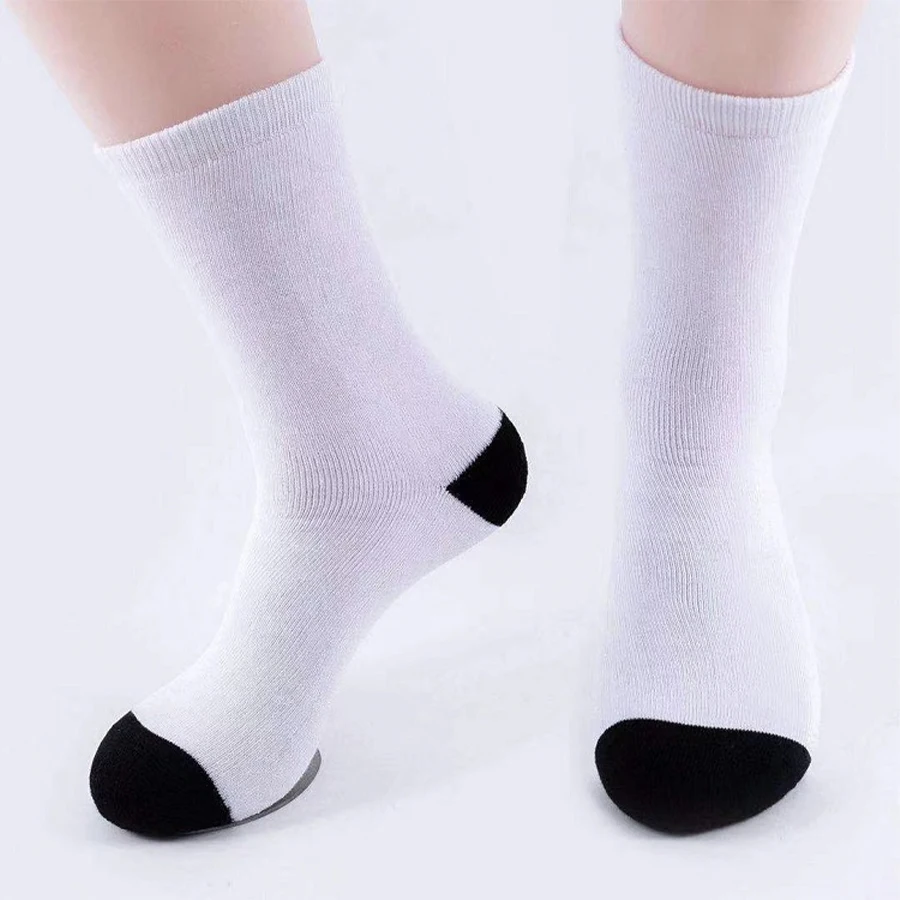2022 Hot Selling Sublimation Custom Logo White Blank Printed Polyester Socks Blank White Tube Sock for Sublimation