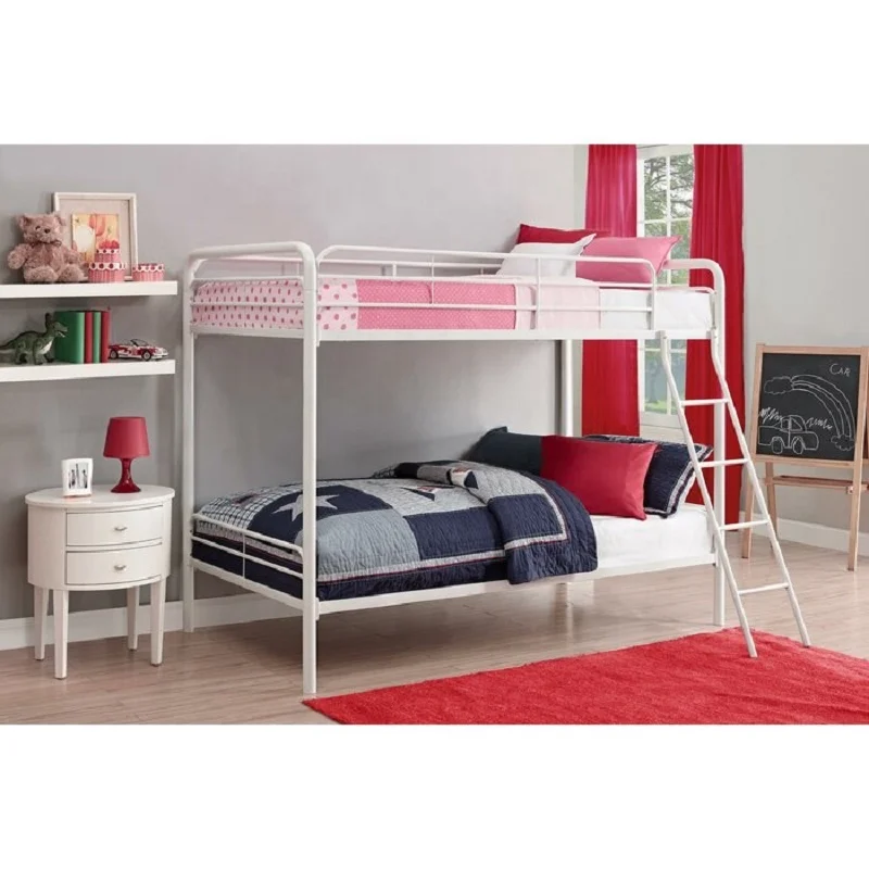 On-trend colorful style classic cheap all ages kids twin over twin metal bunk bed for children