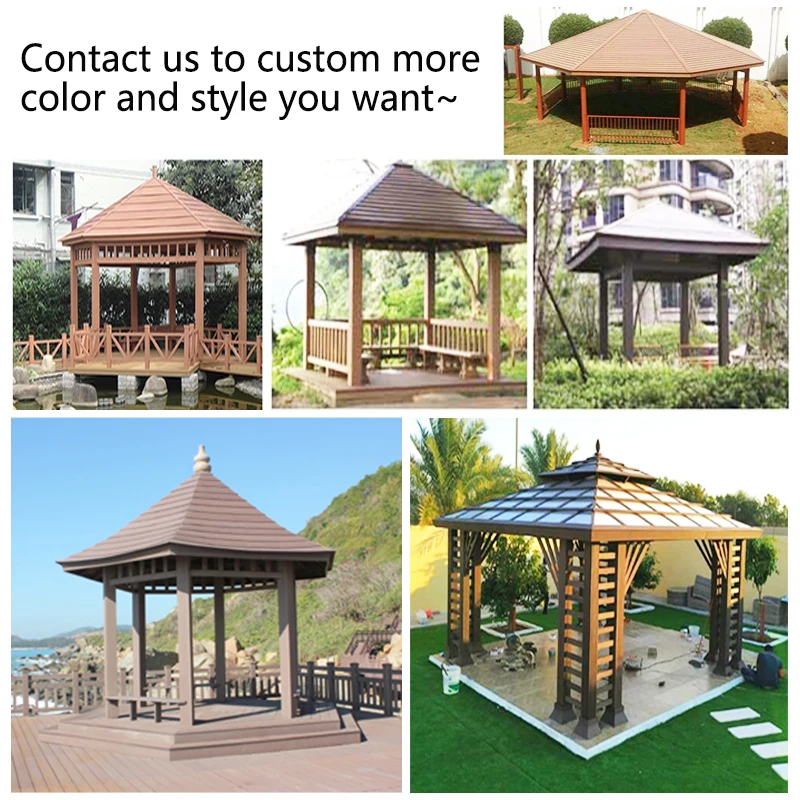 Garden teak wpc wood pavilion gazebo waterproof pergola blind arches wpc arbour pergola set kits