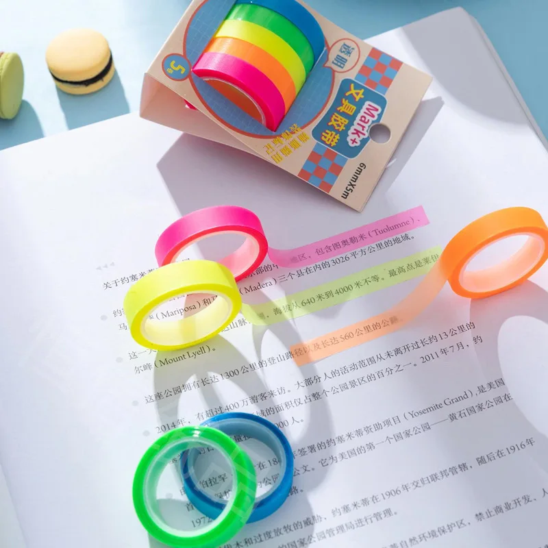 Fluorescent Sticky Notes Highlight Strips Coloured Transparent Sticky Notes Highlighter Tape Removable Coloured Tags Index Tabs