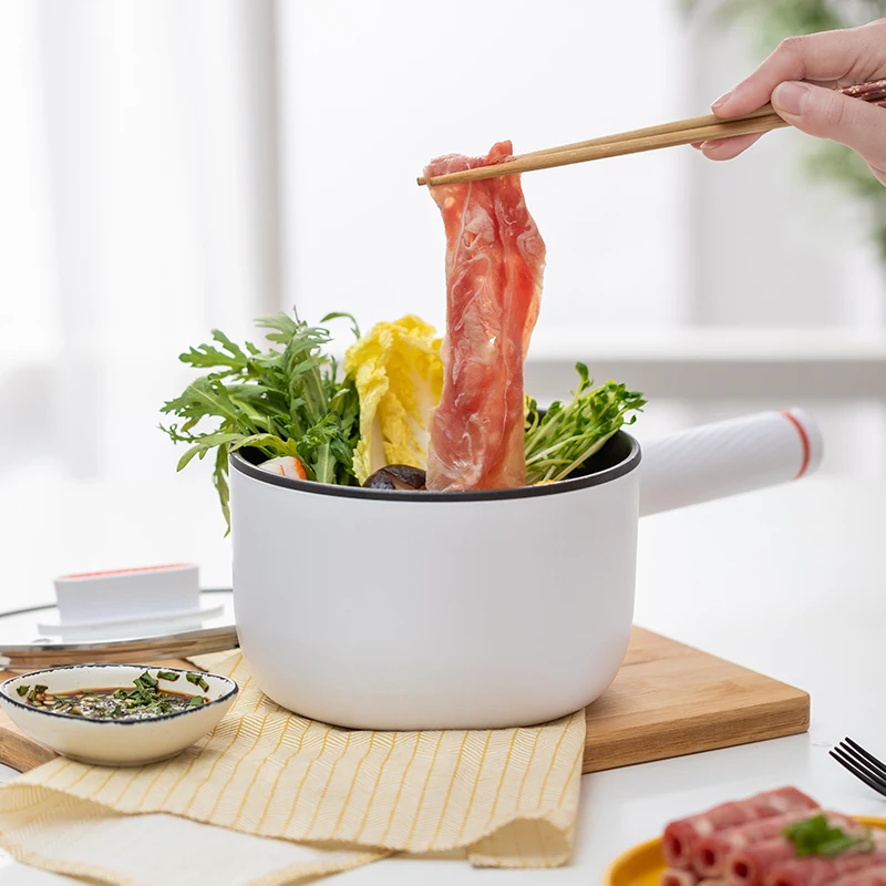 Non-stick multi-functional 1.5L mini pot with boil dry protection for boiling water noodle egg dumpling electric cooker