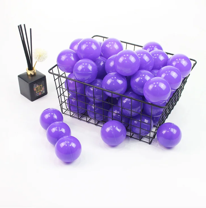 Недорогие океанские шары, цветные рекламные пластиковые шарики 6/7/8 см без БФА, красные, желтые, синие, розовые, фиолетовые, белые, прозрачные шарики