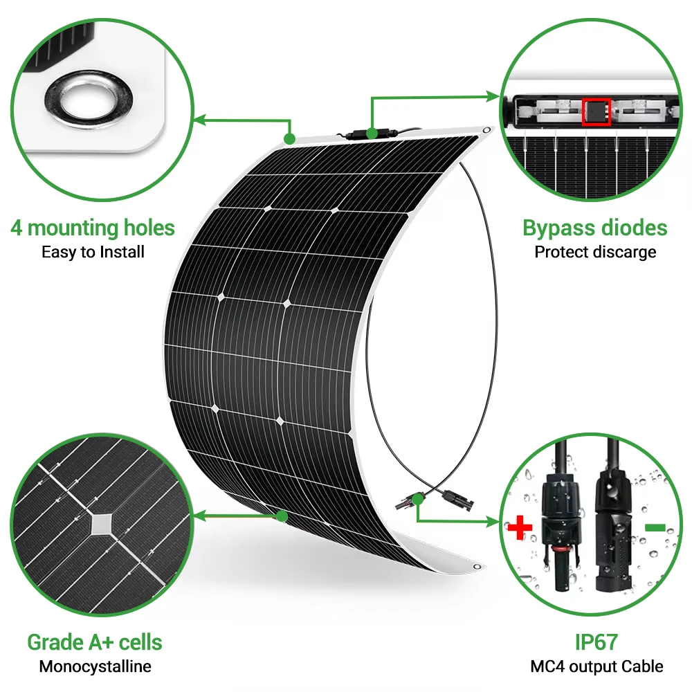 Hot Selling Flexible Solar Panel in 200W/300W/400W/500W/520W Ran High Power Optimal for Energy Harvesting