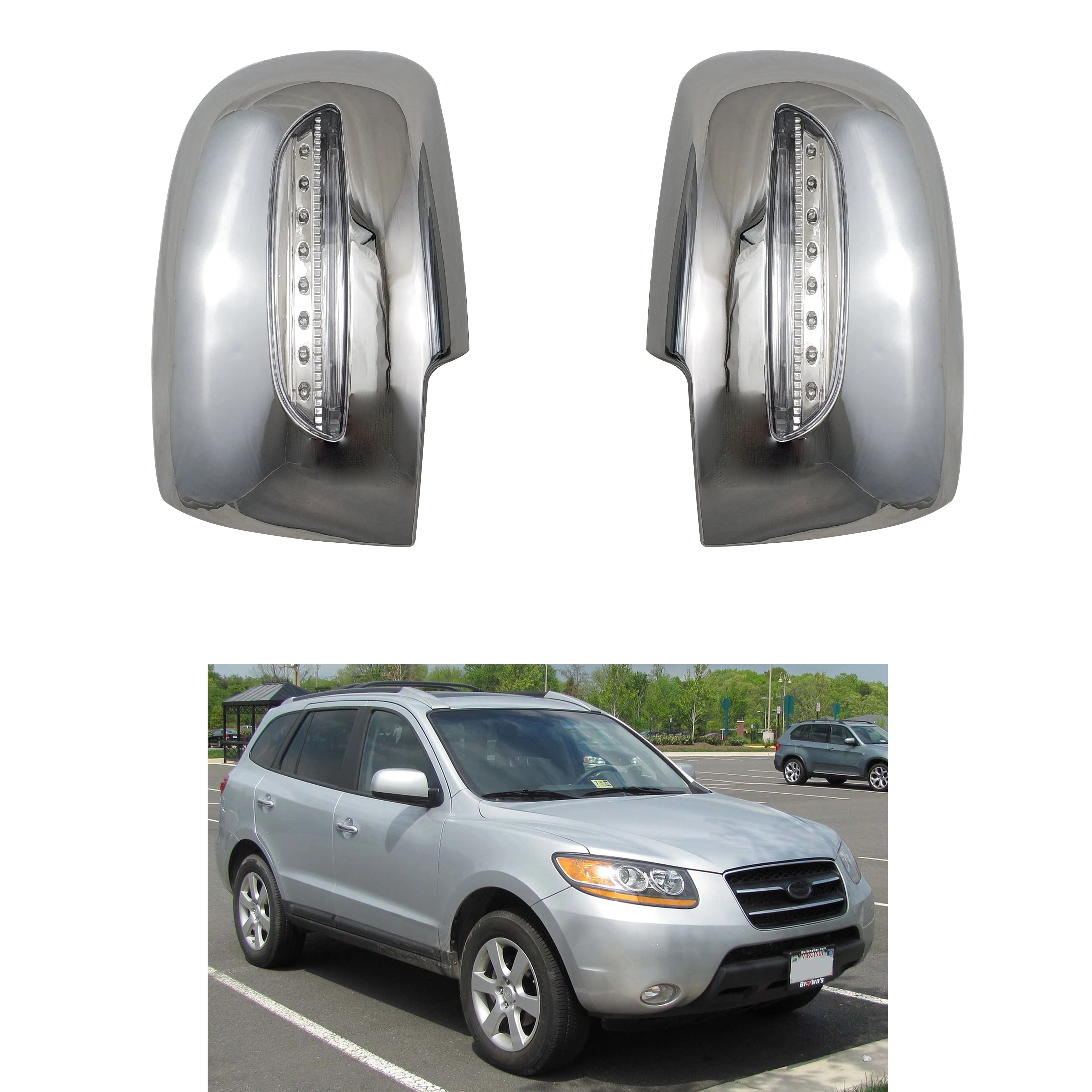 car accessories  ABS Car chrome Accessories side Rear view mirror trim 2008 FOR HYUNDAI SANTAFE door mirror cover with led
