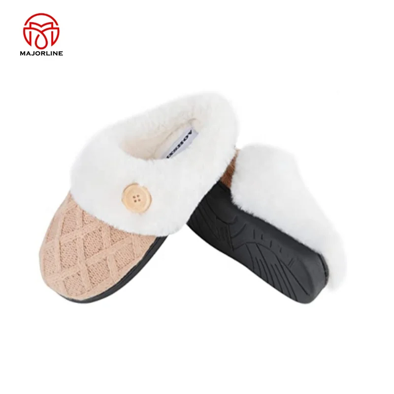 OEM women winter slipper Latest design elegant soft warm knitted ladies fancy daily use home winter cashmere slippers