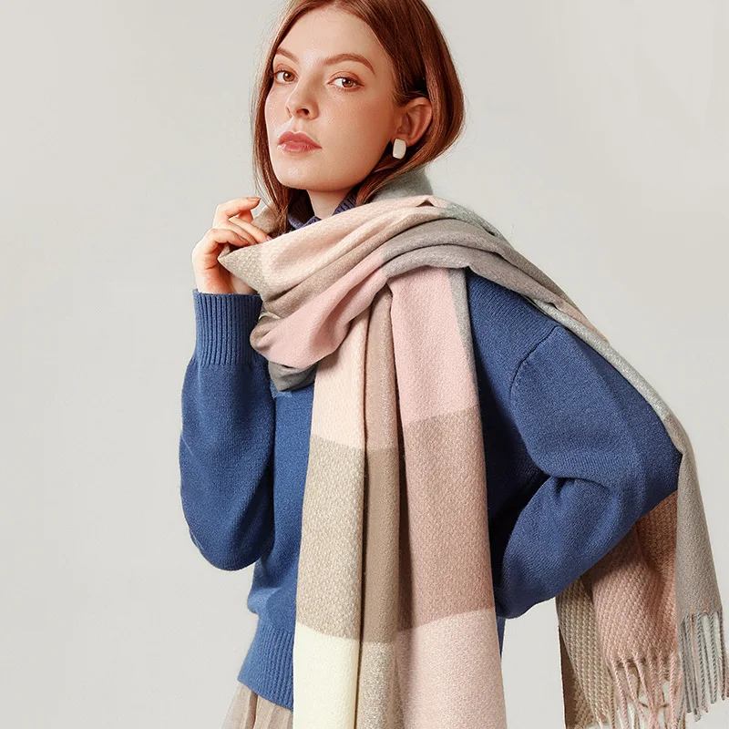 
Wholesale new winter checked pashmina scarf plaid cashmere shawl scarf for women 