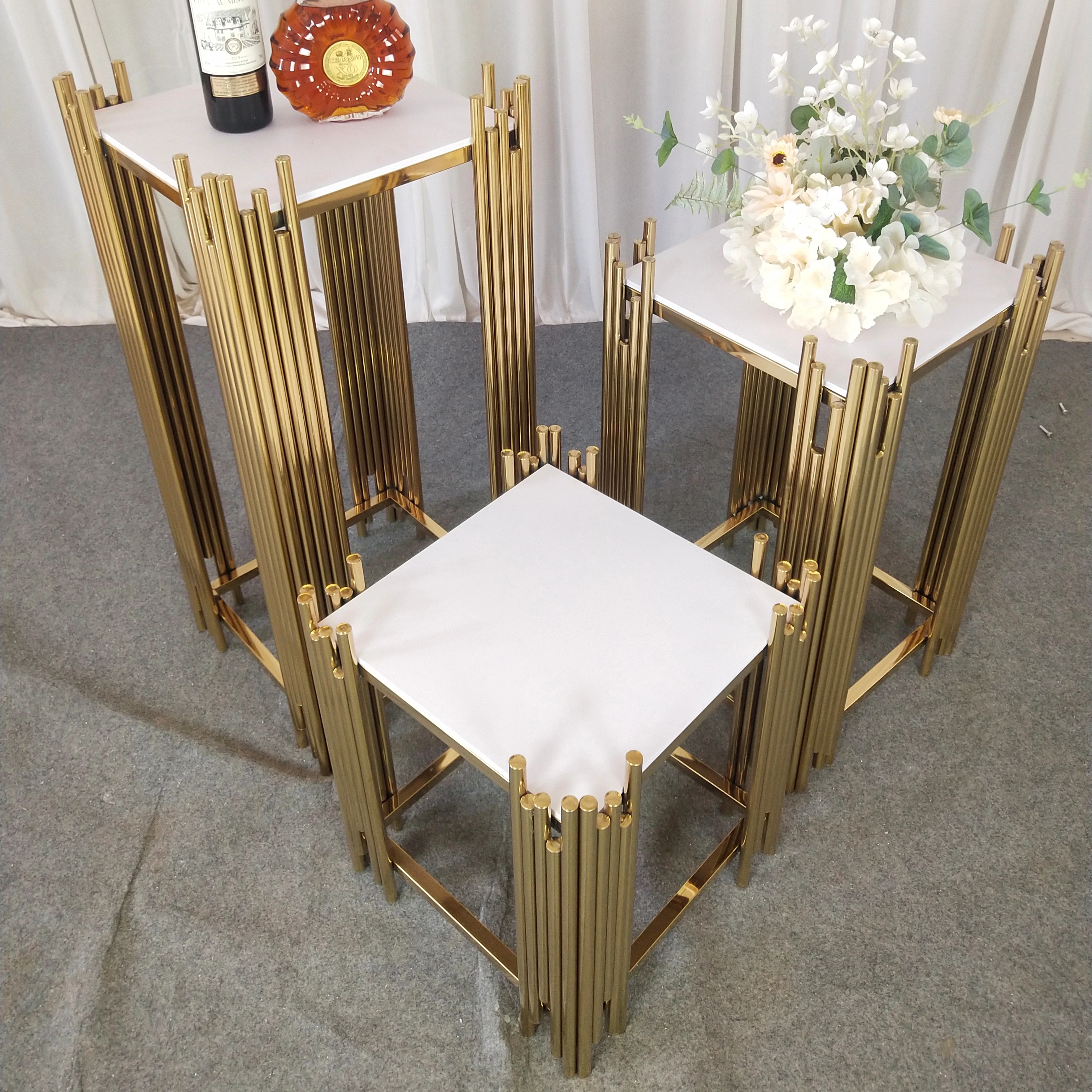 hexagonal shape stand Wedding Backdrop Design Stainless Steel Gold Arch Backdrop Party Frame 230119