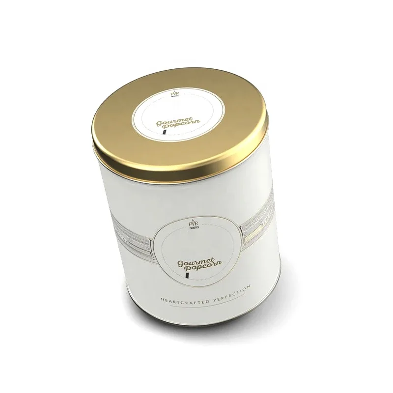 Custom Printed Metal Tin Round 0.5 Gallon Popcorn Tin Bucket Reusable Movie Popcorn Bucket Tin Box with Lid