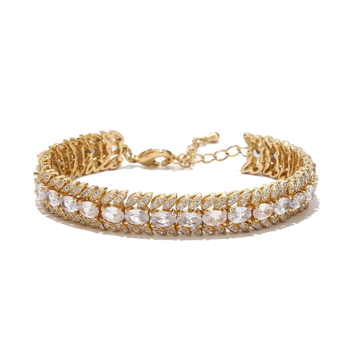 Retro Aristocratic Style Bracelet 18K Real Gold Plated Fashion Women Bangle Fine Jewelry Wheat Spike Shape Bracelet