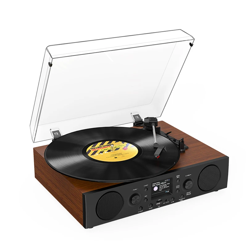 Factory New Design Home Audio Video Equipment Dab Fm Radio Cassette Cd Play Music Record Player Turntable