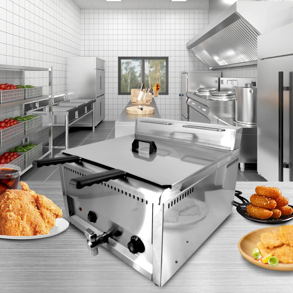 35L commercial hotel and restaurant stainless steel one tank deep fryer with big volume and cooking area