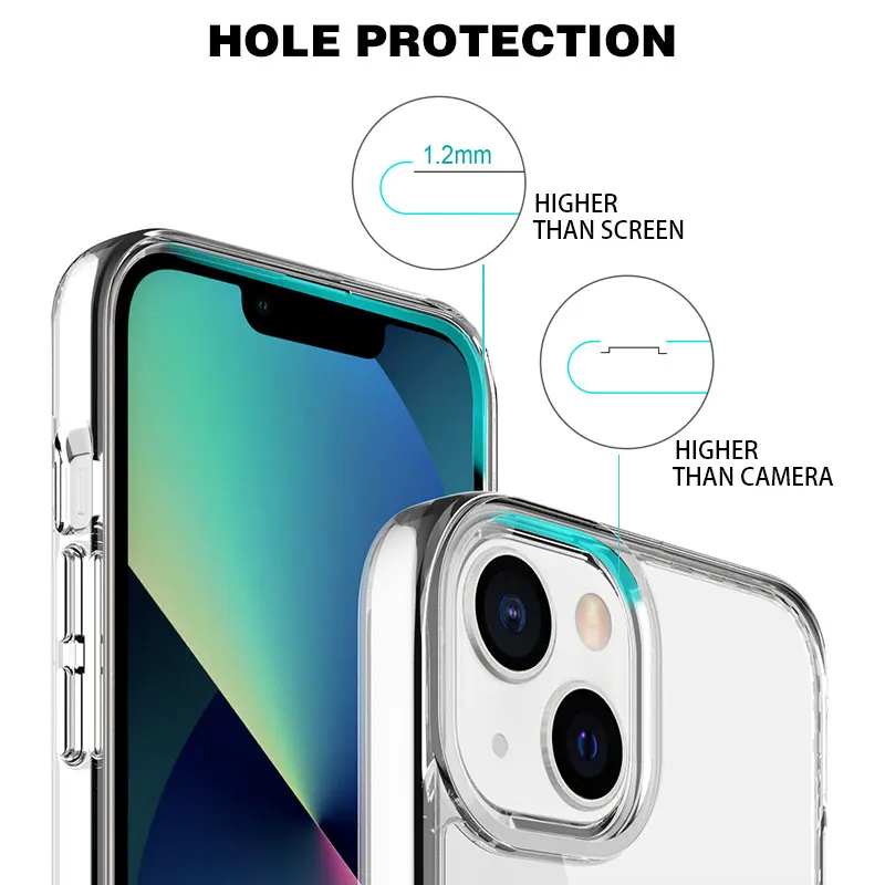 High quality Luxury space clear PC acrylic TPU  shockproof transparent phone case for iPhone 13