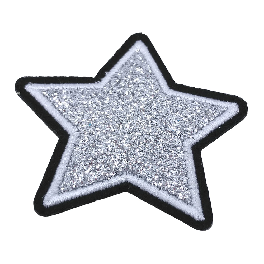 New arrival iron on letter patches custom color stick on sequin woven glitter embroidery patches