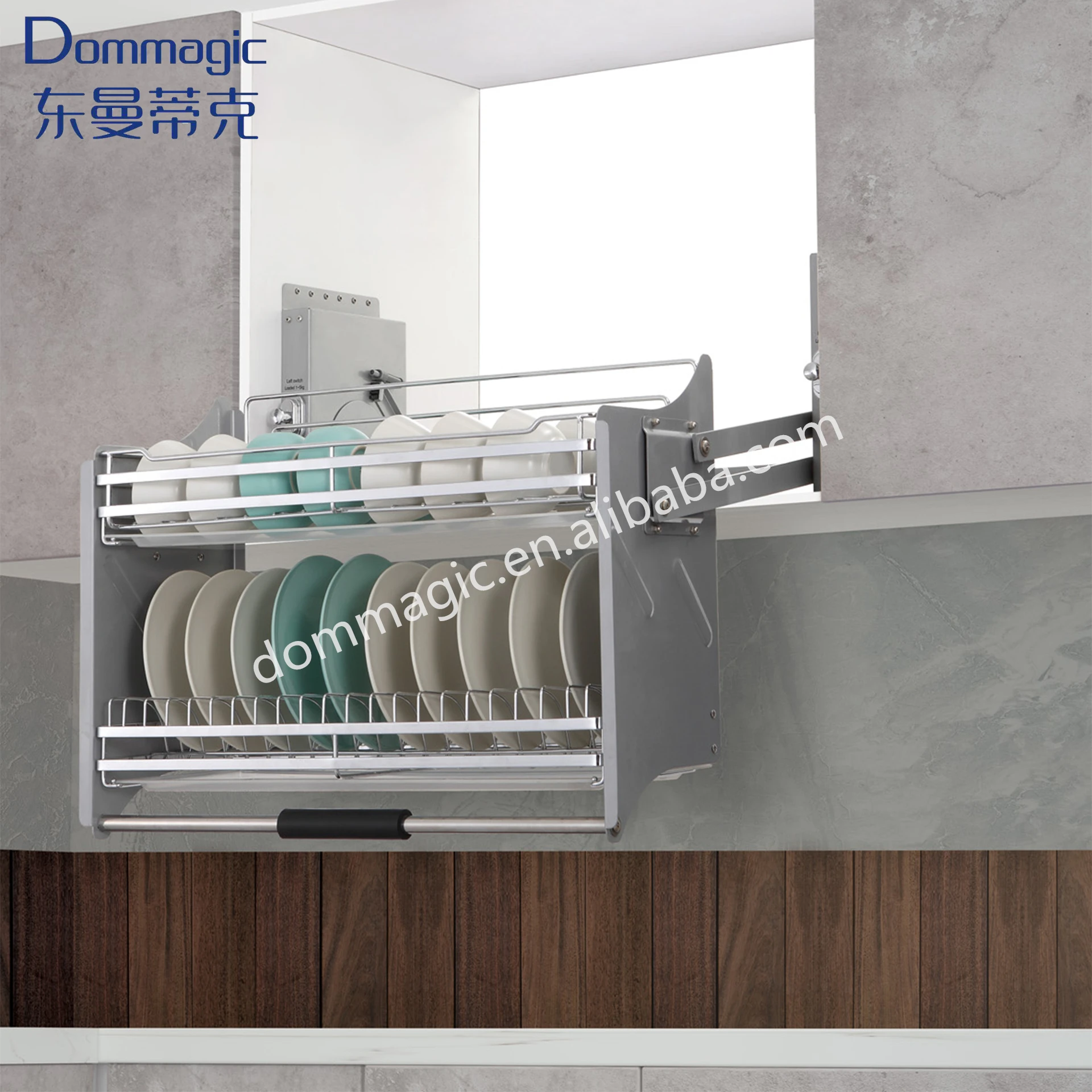 Kitchen Storage Adjustable Pull Down Elevator Basket for Wall Cabinet